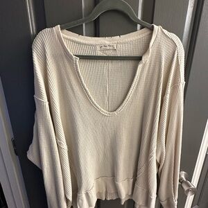 We The Free Cream Ribbed Sweatshirt